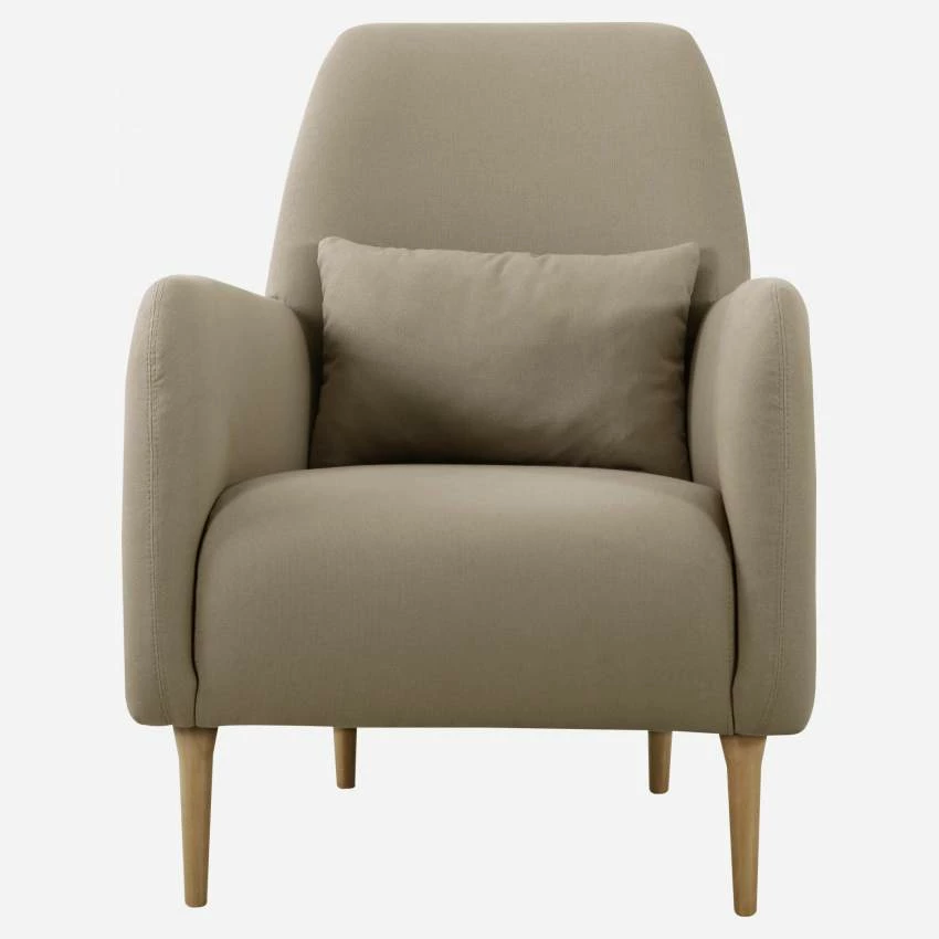 Habitat Fauteuil En Tissu - Beige - Pieds En Chêne 1 Habitat Fauteuil En Tissu - Beige - Pieds En Chêne