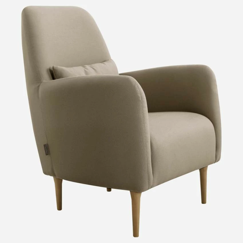 Habitat Fauteuil En Tissu - Beige - Pieds En Chêne 2 Habitat Fauteuil En Tissu - Beige - Pieds En Chêne – Image 2