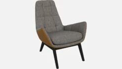Habitat Fauteuil En Tissu Bellagio Gris Nocturne Et Cuir Vintage - Pieds Noirs -meubles boutique fauteuil en tissu bellagio gris noir et cuir vintage pieds noirs 1103625 2