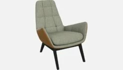 Habitat Fauteuil En Tissu Bellagio Vert Lagon Et Cuir Vintage - Pieds Noirs -meubles boutique fauteuil en tissu bellagio gris vert et cuir vintage pieds noirs 1103621 2