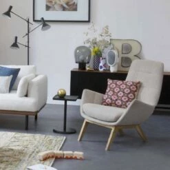 Habitat Fauteuil En Tissu Bellagio - Orange Aurore - Pieds Noirs -meubles boutique fauteuil en tissu bellagio orange pieds noirs 1334393 1