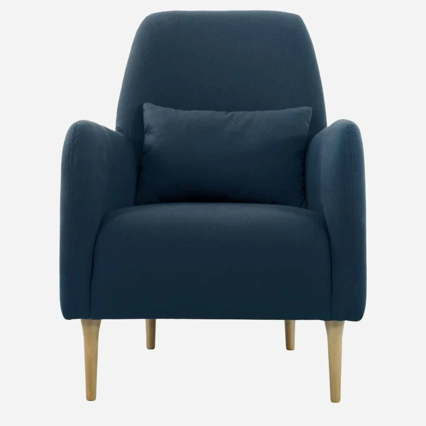 Habitat Fauteuil En Tissu - Bleu - Pieds En Chêne 1 Habitat Fauteuil En Tissu - Bleu - Pieds En Chêne