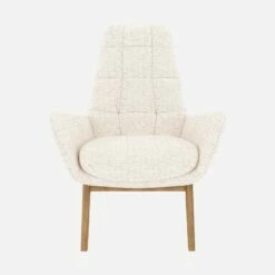 Habitat Fauteuil En Tissu Bormio - Blanc Albâtre - Pieds Chêne