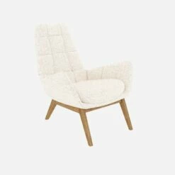 Habitat Fauteuil En Tissu Bormio - Blanc Albâtre - Pieds Chêne -meubles boutique fauteuil en tissu bormio blanc albatre pieds chene 10374385 1