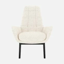 Habitat Fauteuil En Tissu Bormio - Blanc Albâtre - Pieds Noirs