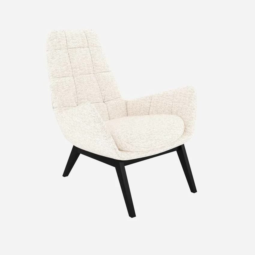 Habitat Fauteuil En Tissu Bormio - Blanc Albâtre - Pieds Noirs 2 Habitat Fauteuil En Tissu Bormio - Blanc Albâtre - Pieds Noirs – Image 2