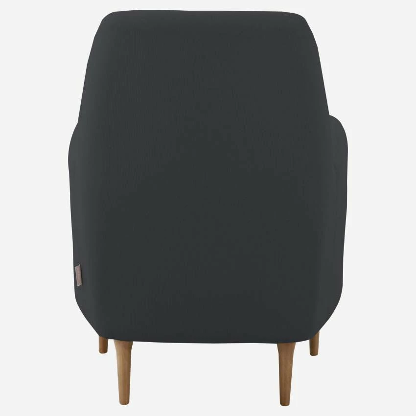 Habitat Fauteuil En Tissu - Gris Anthracite - Pieds En Chêne 4 Habitat Fauteuil En Tissu - Gris Anthracite - Pieds En Chêne – Image 4