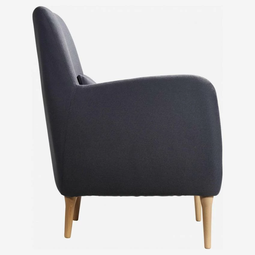 Habitat Fauteuil En Tissu - Gris Anthracite - Pieds En Chêne 5 Habitat Fauteuil En Tissu - Gris Anthracite - Pieds En Chêne – Image 5