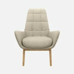 Habitat Fauteuil En Tissu Lucca - Blanc Mastic - Pieds Chêne -meubles boutique fauteuil en tissu lucca blanc mastic pieds chene 12851837 1