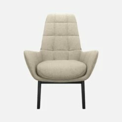 Habitat Fauteuil En Tissu Lucca - Blanc Mastic - Pieds Noirs -meubles boutique fauteuil en tissu lucca blanc mastic pieds noirs 12851873 1