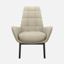 Habitat Fauteuil En Tissu Lucca - Blanc Mastic - Pieds Noirs