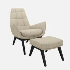Habitat Fauteuil En Tissu Lucca - Blanc Mastic - Pieds Noirs -meubles boutique fauteuil en tissu lucca blanc mastic pieds noirs 12851885