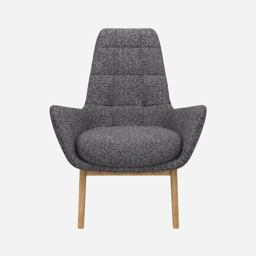 Habitat Fauteuil En Tissu Lucca - Bleu Zingué - Pieds Chêne 5 Habitat Fauteuil En Tissu Lucca - Bleu Zingué - Pieds Chêne – Image 5