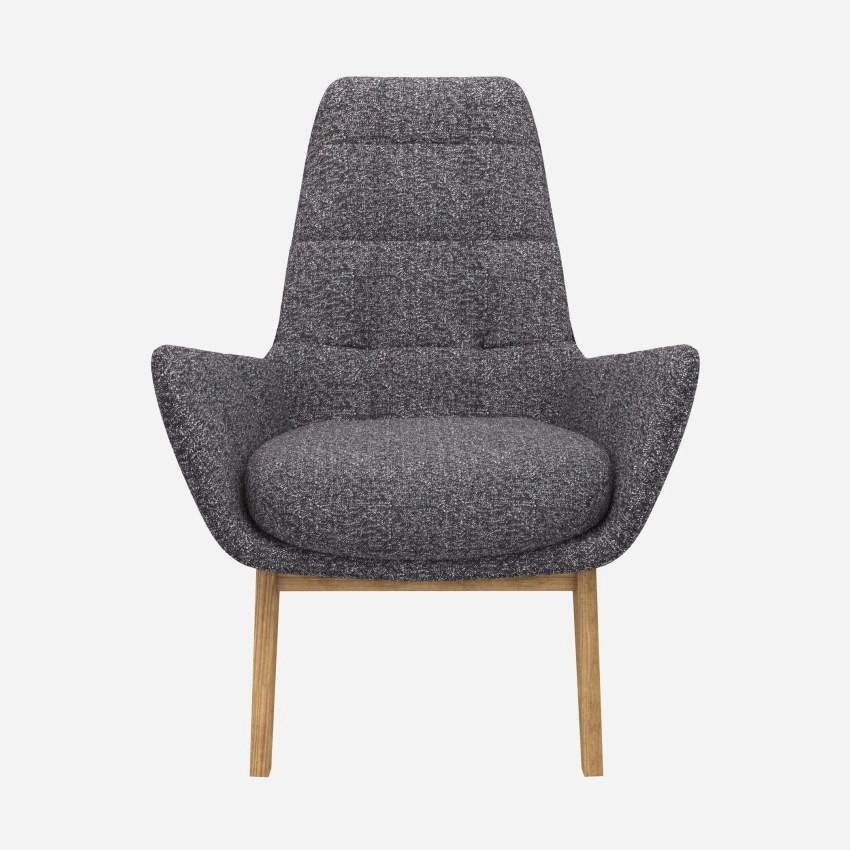 Habitat Fauteuil En Tissu Lucca - Bleu Zingué - Pieds Chêne 1 Habitat Fauteuil En Tissu Lucca - Bleu Zingué - Pieds Chêne