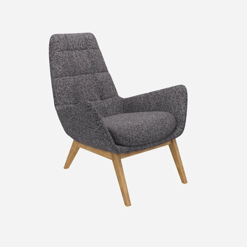 Habitat Fauteuil En Tissu Lucca - Bleu Zingué - Pieds Chêne 6 Habitat Fauteuil En Tissu Lucca - Bleu Zingué - Pieds Chêne – Image 6