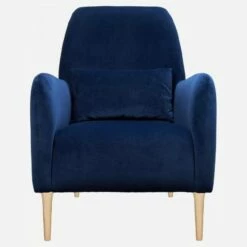 Habitat Fauteuil En Velours - Bleu Marine