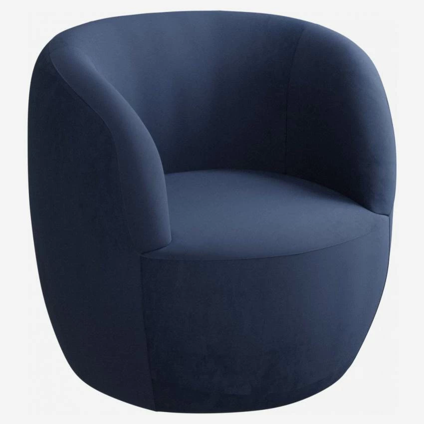 Habitat Fauteuil En Velours - Bleu 2 Habitat Fauteuil En Velours - Bleu – Image 2