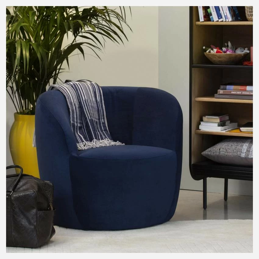 Habitat Fauteuil En Velours - Bleu 4 Habitat Fauteuil En Velours - Bleu – Image 4