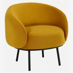 Habitat Fauteuil En Velours - Jaune - Design By Adrien Carvès -meubles boutique fauteuil en velours jaune design by adrien carves 1329537