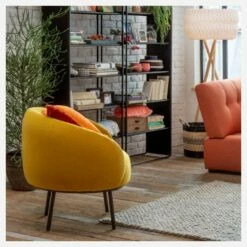 Habitat Fauteuil En Velours - Jaune - Design By Adrien Carvès -meubles boutique fauteuil en velours jaune design by adrien carves 1334247