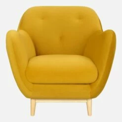 Habitat Fauteuil En Velours Jaune Moutarde - Design By Adrien Carvès -meubles boutique fauteuil en velours jaune moutarde design by adrien carves 1098485 1