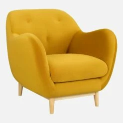 Habitat Fauteuil En Velours Jaune Moutarde - Design By Adrien Carvès -meubles boutique fauteuil en velours jaune moutarde design by adrien carves 1098489 1