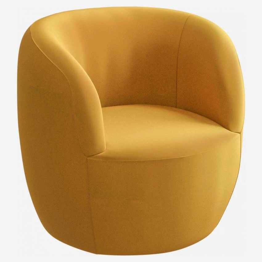 Habitat Fauteuil En Velours - Jaune Moutarde 2 Habitat Fauteuil En Velours - Jaune Moutarde – Image 2