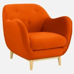 Habitat Fauteuil En Velours - Orange - Design By Adrien Carvès -meubles boutique fauteuil en velours orange design by adrien carves 1110121