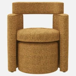 Habitat Fauteuil Et Repose-pieds En Tissu - Jaune Ambré - Design By Anthony Guerrée