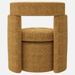 Habitat Fauteuil Et Repose-pieds En Tissu - Jaune Ambré - Design By Anthony Guerrée -meubles boutique fauteuil et repose pieds en tissu jaune ambre design by anthony guerree 13176497