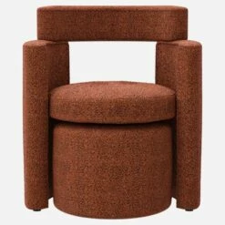 Habitat Fauteuil Et Repose-pieds En Tissu - Marron Fauve - Design By Anthony Guerrée