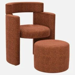 Habitat Fauteuil Et Repose-pieds En Tissu - Marron Fauve - Design By Anthony Guerrée -meubles boutique fauteuil et repose pieds en tissu marron fauve design by anthony guerree 13176513