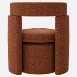 Habitat Fauteuil Et Repose-pieds En Tissu - Marron Fauve - Design By Anthony Guerrée -meubles boutique fauteuil et repose pieds en tissu marron fauve design by anthony guerree 13176517