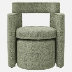 Habitat Fauteuil Et Repose-pieds En Tissu - Vert Jade - Design By Anthony Guerrée