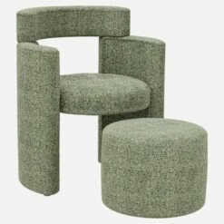 Habitat Fauteuil Et Repose-pieds En Tissu - Vert Jade - Design By Anthony Guerrée -meubles boutique fauteuil et repose pieds en tissu vert jade design by anthony guerree 13176473