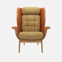 Habitat Fauteuil En Cuir Savoy Cognac Et Tissu Alba - Jaune Soleil 8 Habitat Fauteuil En Cuir Savoy Cognac Et Tissu Alba - Jaune Soleil -meubles boutique herve fauteuil cuir sv alba jaune 10273257 1