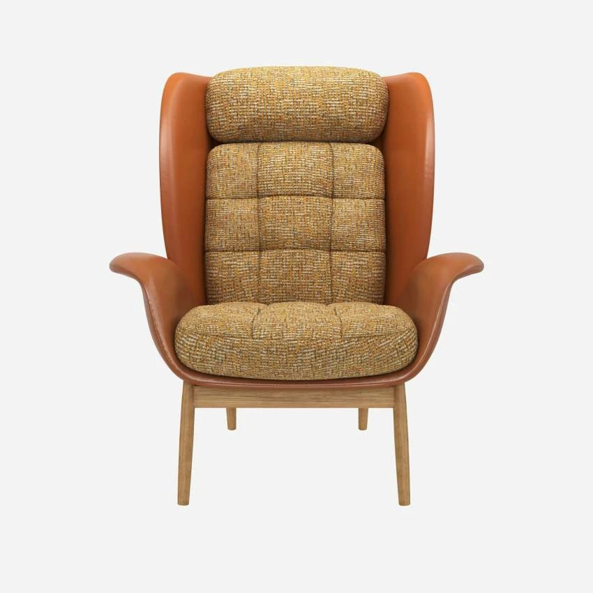Habitat Fauteuil En Cuir Savoy Cognac Et Tissu Alba - Jaune Soleil 3 Habitat Fauteuil En Cuir Savoy Cognac Et Tissu Alba - Jaune Soleil – Image 3