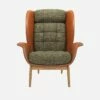 Habitat Fauteuil En Cuir Savoy Cognac Et Tissu Alba - Vert Orage