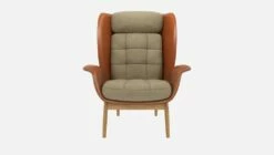 Habitat Fauteuil En Cuir Savoy Cognac Et Tissu Lucca - Blanc Mastic -meubles boutique herve fauteuil cuir sv lucca beige 10273201 2