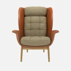 Habitat Fauteuil En Cuir Savoy Cognac Et Tissu Lucca - Blanc Mastic