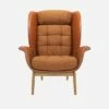 Habitat Fauteuil En Cuir Savoy Cognac Et Tissu Lucca - Marron Noisette