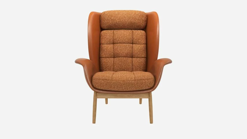 Habitat Fauteuil En Cuir Savoy Cognac Et Tissu Lucca - Marron Noisette 5 Habitat Fauteuil En Cuir Savoy Cognac Et Tissu Lucca - Marron Noisette – Image 5