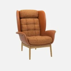 Habitat Fauteuil En Cuir Savoy Cognac Et Tissu Lucca - Marron Noisette 9 Habitat Fauteuil En Cuir Savoy Cognac Et Tissu Lucca - Marron Noisette -meubles boutique herve fauteuil cuir sv lucca orange 10273197 1
