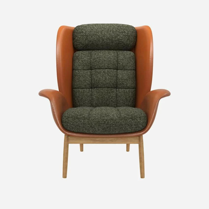 Habitat Fauteuil En Cuir Savoy Cognac Et Tissu Lucca - Vert Mousse 3 Habitat Fauteuil En Cuir Savoy Cognac Et Tissu Lucca - Vert Mousse – Image 3