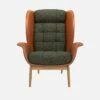 Habitat Fauteuil En Cuir Savoy Cognac Et Tissu Lucca - Vert Mousse