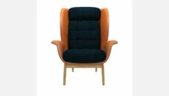 Habitat Fauteuil En Cuir Savoy Cognac Et Tissu Melina - Bleu Encre 10 Habitat Fauteuil En Cuir Savoy Cognac Et Tissu Melina - Bleu Encre -meubles boutique herve fauteuil cuir sv mel bleu 10273145 2