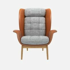 Habitat Fauteuil En Cuir Savoy Cognac Et Tissu Melina - Gris Asphalte 8 Habitat Fauteuil En Cuir Savoy Cognac Et Tissu Melina - Gris Asphalte -meubles boutique herve fauteuil cuir sv mel gris clair 10273153 1