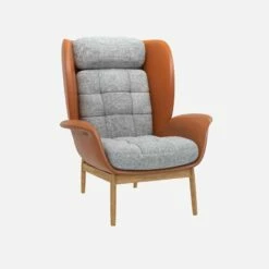 Habitat Fauteuil En Cuir Savoy Cognac Et Tissu Melina - Gris Asphalte 9 Habitat Fauteuil En Cuir Savoy Cognac Et Tissu Melina - Gris Asphalte -meubles boutique herve fauteuil cuir sv mel gris clair 10273157 1