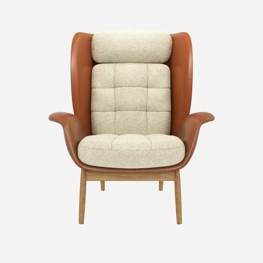 Habitat Fauteuil En Cuir Savoy Cognac Et Tissu Venezia - Blanc Craie 3 Habitat Fauteuil En Cuir Savoy Cognac Et Tissu Venezia - Blanc Craie – Image 3