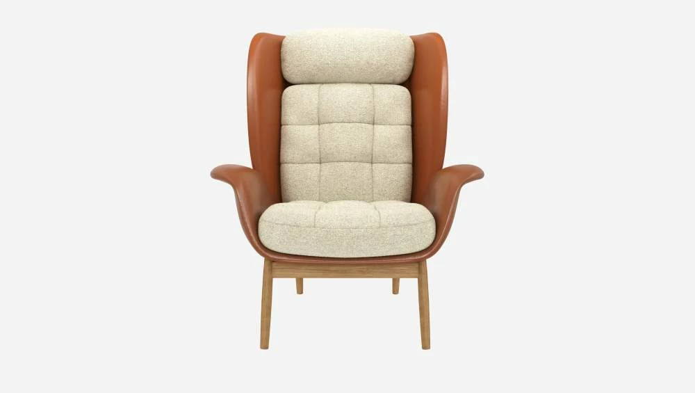 Habitat Fauteuil En Cuir Savoy Cognac Et Tissu Venezia - Blanc Craie 5 Habitat Fauteuil En Cuir Savoy Cognac Et Tissu Venezia - Blanc Craie – Image 5